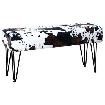 Cows Flowers Rectangle Ottoman Entryway Bench, 46''x16''x22'