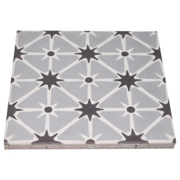 Venice Handmade Cement Tile, Black/Gray, Tile