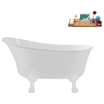51'' Streamline N373WH-IN-BNK Soaking Clawfoot Tub and Tray With Internal Drain