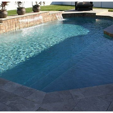 170 - Modern Geometric Pool with Sleek Waterfalls