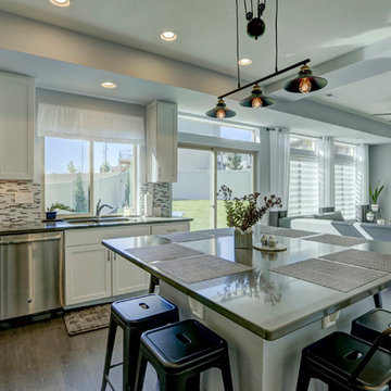Industrial/Contemporary Kitchen and Living Area