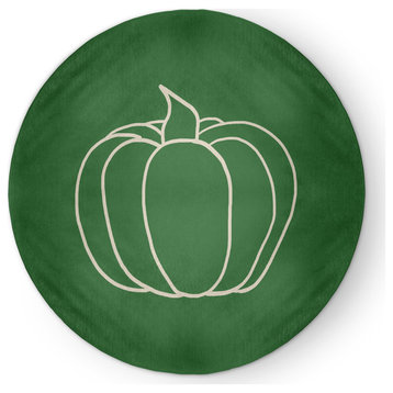 Pumpkin Pie Fall Design Chenille Area Rug, Green, 5' Round