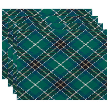 Mad for Plaid 18"x14" Navy Blue Holiday Print Placemat, Set of 4