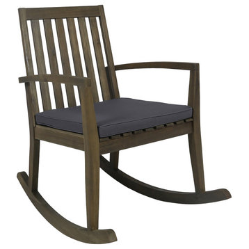Yvonne Patio Rocking Chair, Gray Finish/Dark Gray