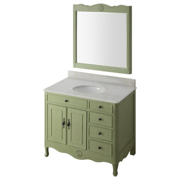38 Inch Distressed Green Cottage Style Daleville Bathroom Sink Vanity, Add Mirror No Faucet
