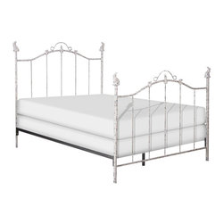 Corsican - Standard Bed With Bunnies, Aged Distressed White, Full - Panel Beds
