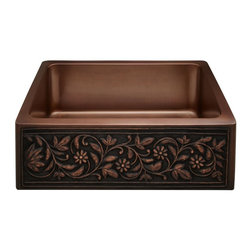 30" Vine Design Copper Farmhouse Sink - Bathroom Sinks
