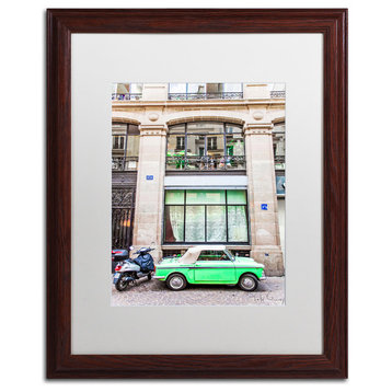 "Little Green Parisian" Framed Art by Yale Gurney, Wood, White, 16"x20"