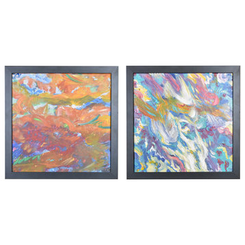 2-Piece Original Art, Abstract Oil Paintings by Henry Brown