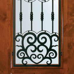 Slab Single Door 80 Alder Barcelona Arch Top Arch Lite Wrought Iron - Front Doors