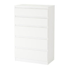 Modern Chest of Drawer, White Finished MDF, 5-Drawer With Metal Runners