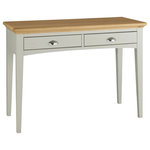 Bentley Designs - Hampstead Soft Grey and Pale Oak Furniture 2-Drawer Dressing Table - Hampstead Soft Grey & Pale Oak 2 Drawer Dressing Table offers elegance and practicality for any home. Soft-grey paint finish contrasts beautifully with warm American Oak veneer tops, guaranteed to make a beautiful addition to any home.