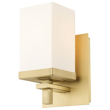 Maddox 1-Light Wall Sconce, Brushed Champagne Bronze With Opal Glass