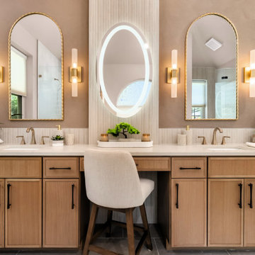Custom Double Vanity with Makeup Station