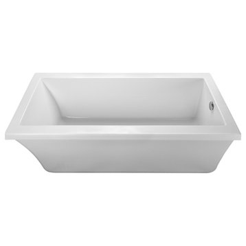 Freestanding Soaking Bath With Virtual Spout, White 65.5x32x20