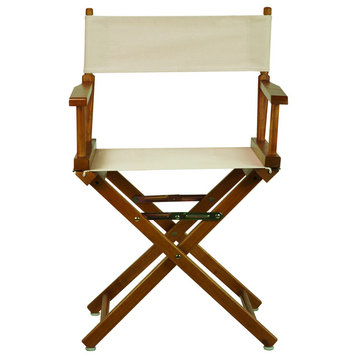 18" Director's Chair With Honey Oak Frame, Natural/Wheat Canvas