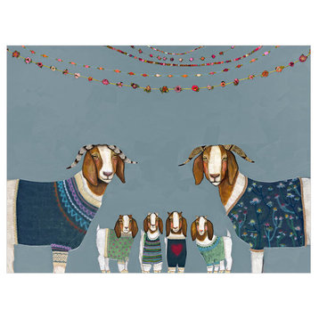 "Goats In Sweaters - Blue" Canvas Wall Art by Eli Halpin