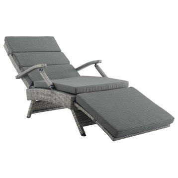 Envisage Chaise Outdoor Patio Wicker Rattan Lounge Chair Light Gray Charcoal