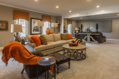 Inspiration for a basement remodel in Louisville with gray walls