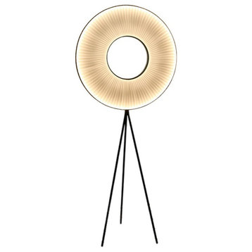 Blatten | Minimalistic LED Floor Lamp With Fabric Pleats, L19.7xh61.8", Trichromatic Light