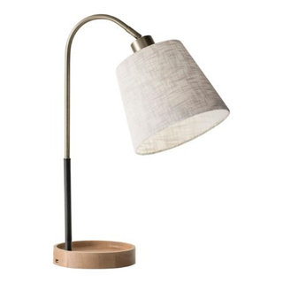 21 Natural Brown Metal Desk Table Lamp With White Shade - Transitional -  Desk Lamps - by Ami Ventures