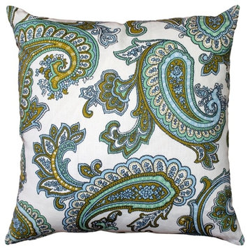 Pillow Decor - Tuscany Linen Forest Paisley Throw Pillow 22x22