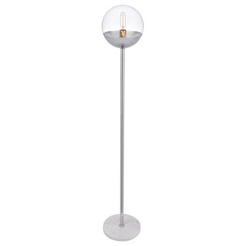 Living District Eclipse 1-Light Metal & Glass Floor Lamp in Chrome/Clear