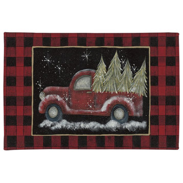 Plaid Holiday Pickup 3'x5' Chenille Rug