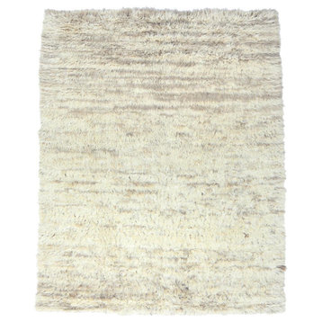 Ivory, Ben Ourain Moroccan Berber, Soft Wool, Hand Knotted Rug, 8'1"x10'1"