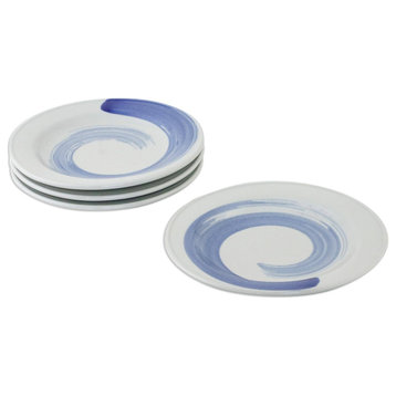 NOVICA Blue Winds And Ceramic Dessert Plates  (Set Of 4)