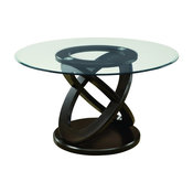 DINING TABLE - 48"DIA / ESPRESSO WITH TEMPERED GLASS