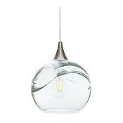 Swell Pendant Form No. 767, Clear Glass Shade, Brushed Nickel Hardware, 4W LED