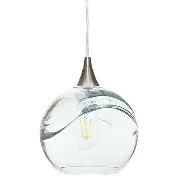 Swell Pendant Form No. 767, Clear Glass Shade, Brushed Nickel Hardware, 4W LED