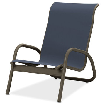 Gardenella Sling Stacking Poolside Chair, Textured Beachwood, Augustine Denim