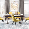 Modern Contemporary Side Dining Chair, Set of 2, Yellow, Velvet Stainless Steel