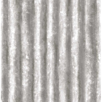 2701-22336 Corrugated Metal Silver Industrial Texture Wallpaper Modern Style