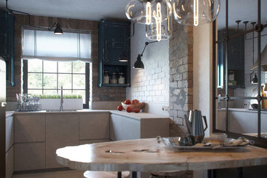 Interior Visualization Concept of Loft-Style Concrete Kitchen