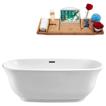 67" Streamline N661GLD Soaking Freestanding Tub and Tray With Internal Drain