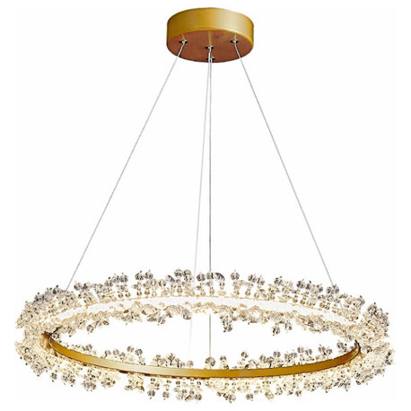 Cabri Gold Ring Crystal Chandelier, Diameter 27"