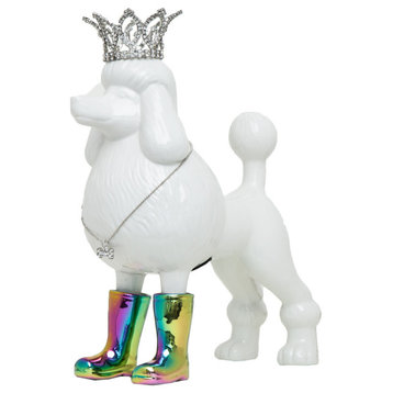 Interior Illusions Plus Iridescent Poodle with Necklace & Crown Bank, 10.5" tall