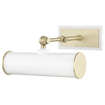 Mitzi Holly 1-LT Picture-LT With Plug HL263201-AGB/WH - Aged Brass & White