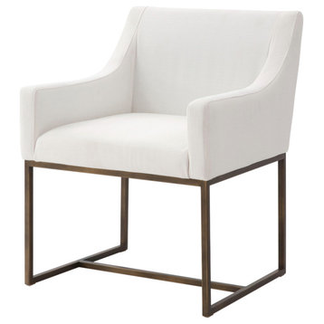 Modrest Basel Off White and Copper Antique Brass Dining Chair