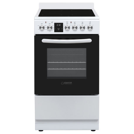 Equator 20" Electric Cooking Range 4 Ceramic Burner CONVECTION OVEN+AIR FRYER, White