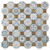 12.25"x12.25" Tesseract Ceramic Floor/Wall Tile, Case of 13, Blue