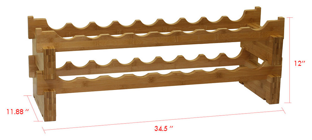 Oceanstar 18-Bottle Stackable Bamboo Wine Rack - Transitional - Wine ...