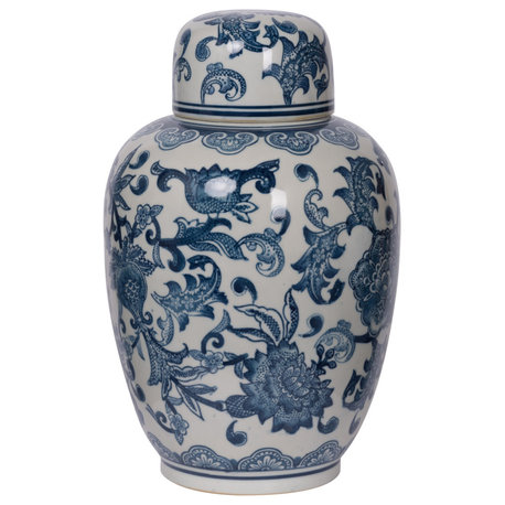 Amerie Decorative Jar or Canister, Blue and White