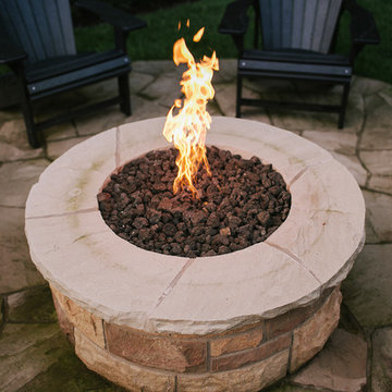 Natural Stone Patio with Fireplace