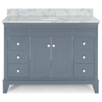Gina Contemporary 48" Wood Single Sink Bathroom Vanity With Marble Counter Top