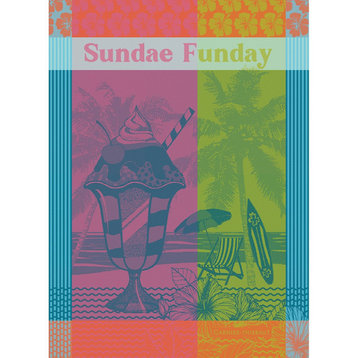 Sundae Funday Fruity Kitchen Towel 22"x30", 56cmx77cm, 100% Cotton Set of 4