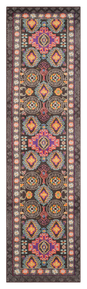 Safavieh Monaco Collection MNC240 Rug, Brown/Multi, 2'2" X 10'